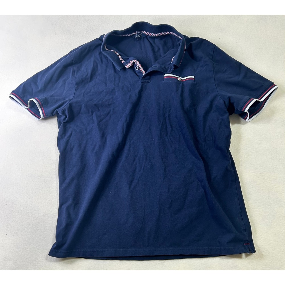 Ben Sherman Mens Navy Blue Polo Shirt‎ Short Sleeve Gingham Trim Size L GS98